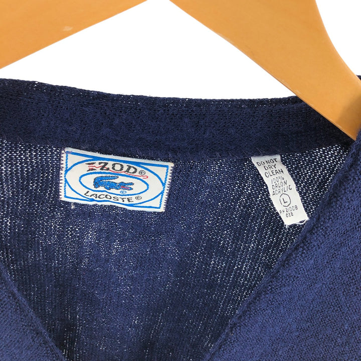 70s~80'S Lacoste LACOSTE IZOD Acrylic Knit Cardigan Made in USA Men's L Size Vintage /eaa402803