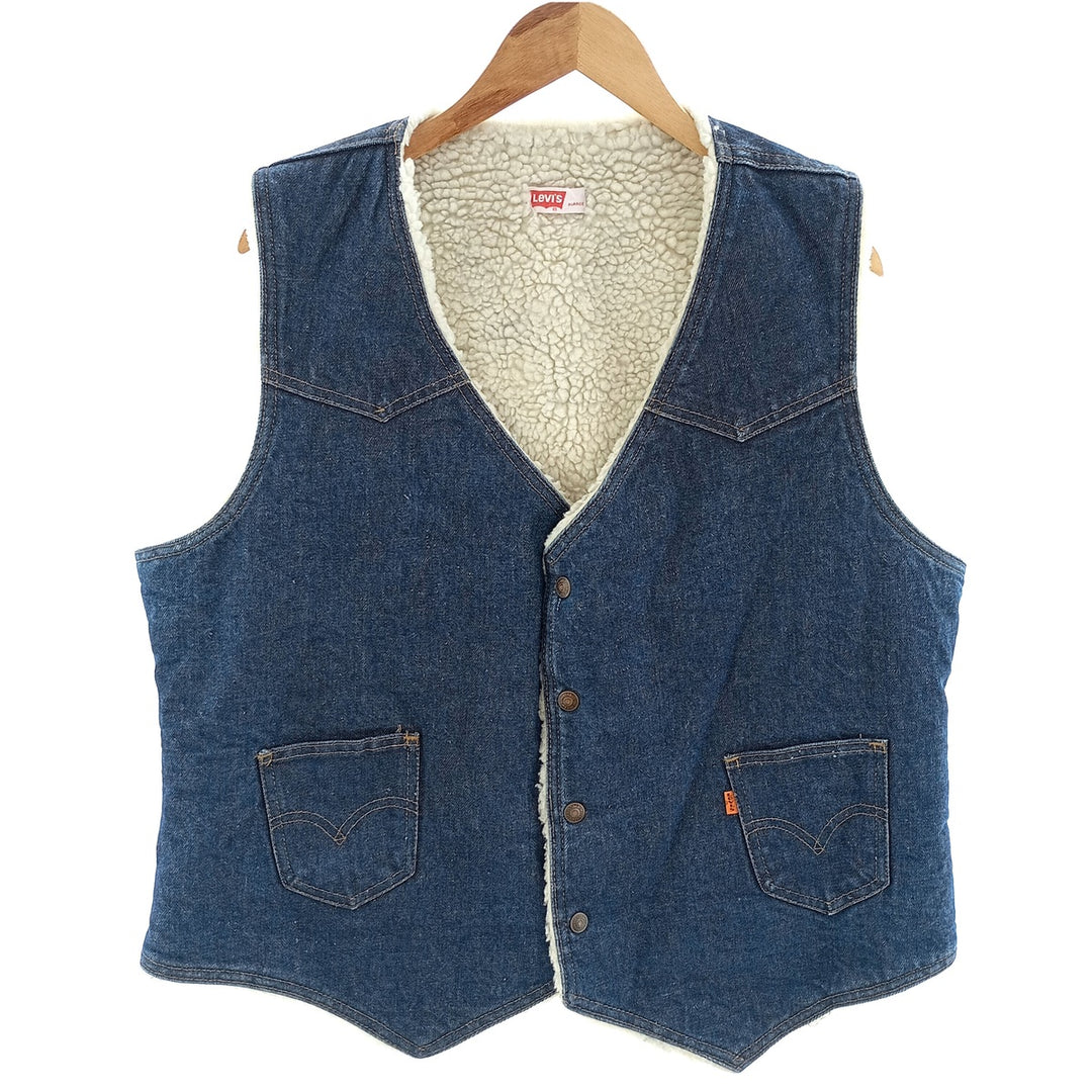 70'S Levi's denim fleece vest made in USA, men's XL size, vintage /eaa402994