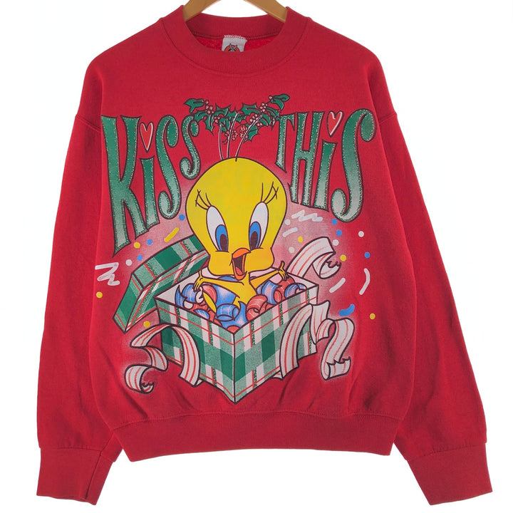 90'S LOONEY TUNES Tweety large print character sweatshirt, made in USA, men's size M /eaa403004