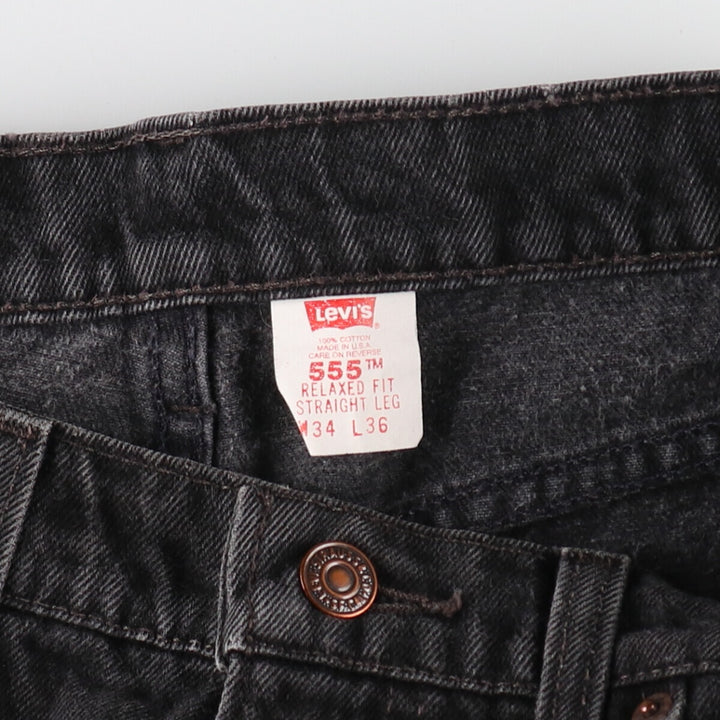 90'S Levi's 555 Relaxed Fit Straight Leg Black Denim Tapered Denim Pants Made in USA Men's W33 equivalent /eaa403326