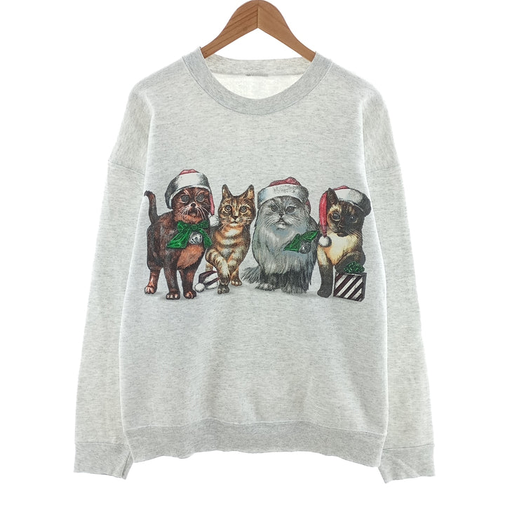 Cat Pattern Animal Sweatshirt Trainer Men's XL Vintage /eaa403349