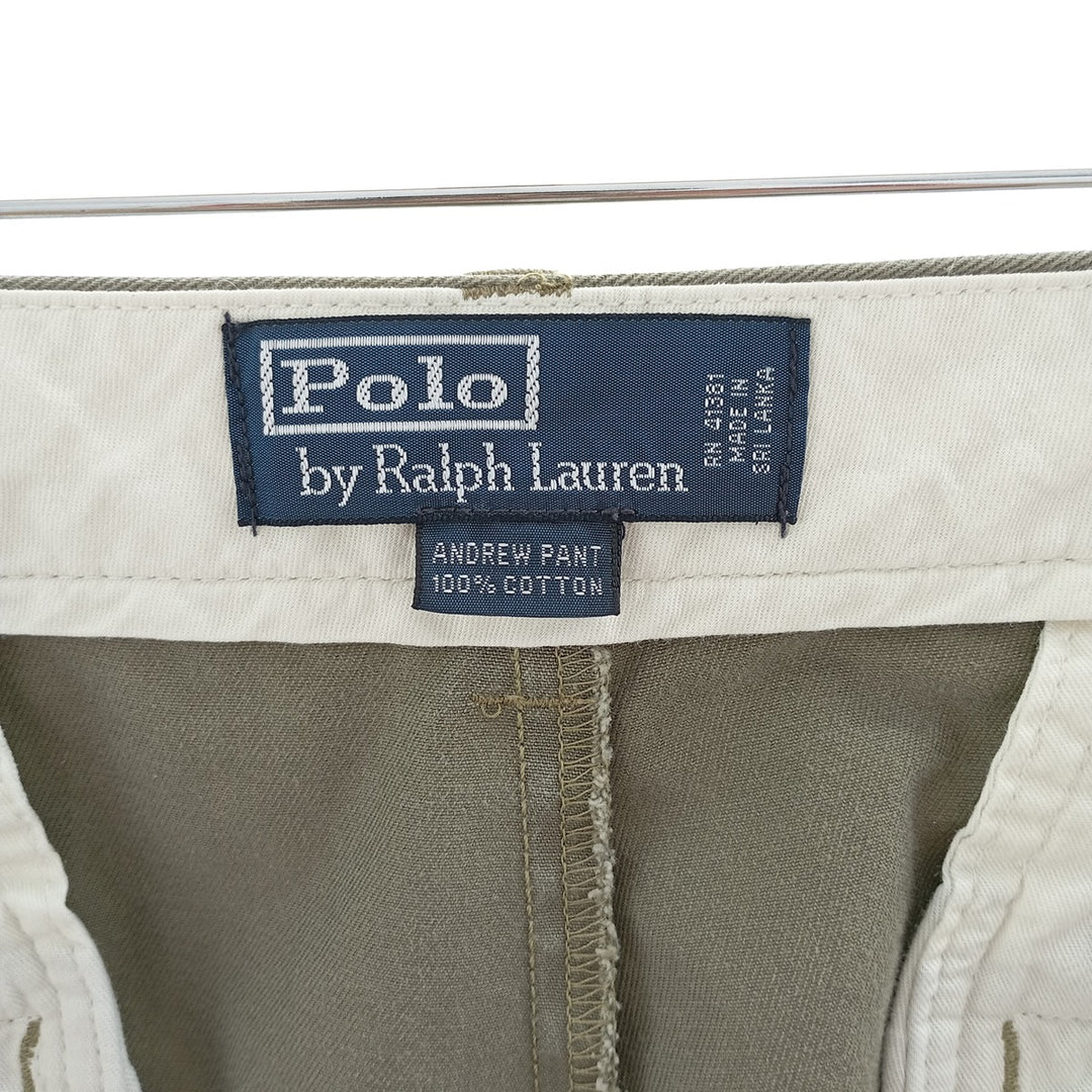 Ralph Lauren POLO by Ralph Lauren ANDREW PANT Two-pleat chino pants for men, equivalent to W34 cotton Khaki type Vintage Second Hand