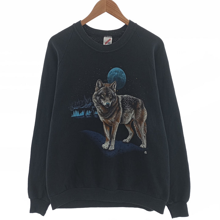 80s-90'S Jerzees Wolf Pattern Animal Sweatshirt Trainer Made in USA Men's XXL Vintage /eaa403750