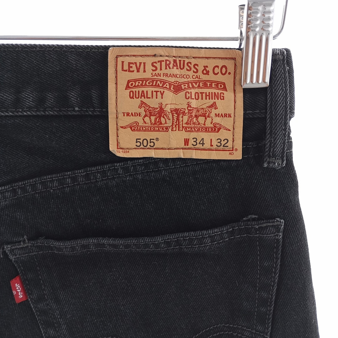 Levi's 505 STRAIGHT FIT Black Denim Tapered Denim Pants Men's W34 equivalent / eaa403796