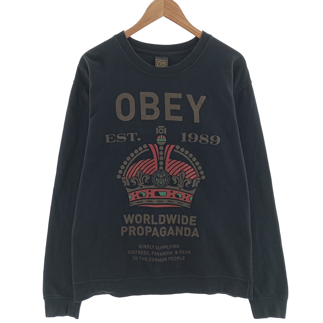 00'S OBEY logo sweatshirt, trainer, men's size L /eaa403935