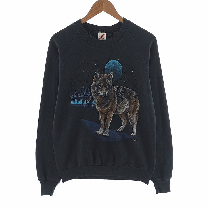 80s-90'S Jerzees Wolf Pattern Animal Sweatshirt Trainer Made in USA Men's L Size Vintage /eaa404093