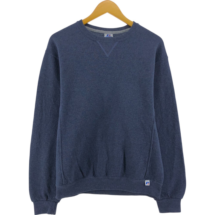 2000'S - Russell plain blank sweatshirt, men's size M cotton navy blue type Vintage Second Hand