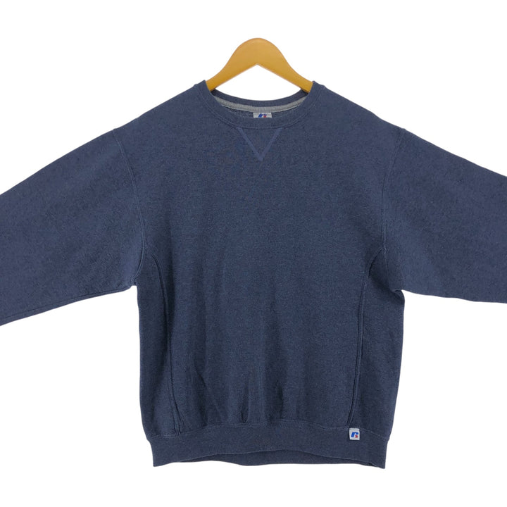 2000'S - Russell plain blank sweatshirt, men's size M cotton navy blue type Vintage Second Hand