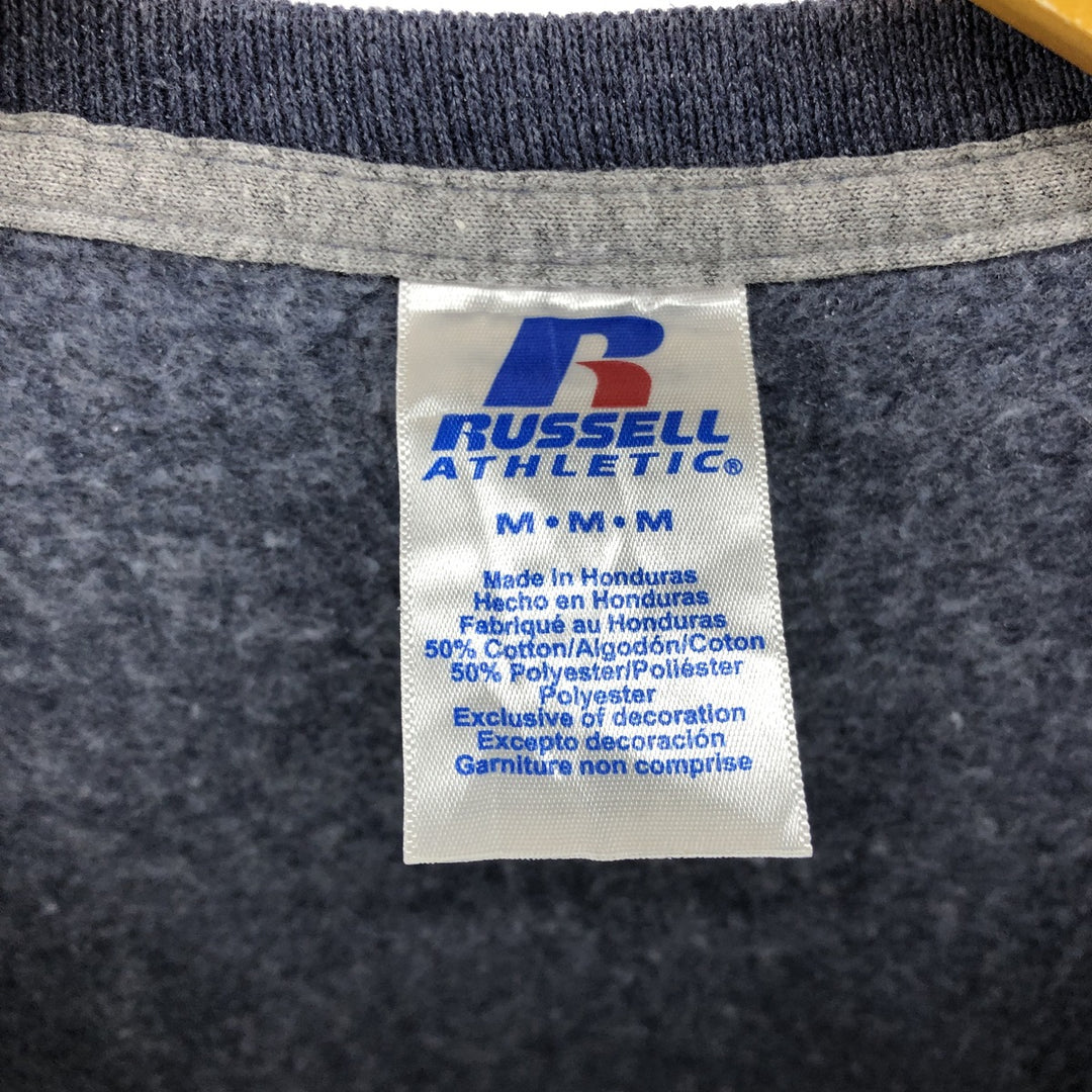 2000'S - Russell plain blank sweatshirt, men's size M cotton navy blue type Vintage Second Hand