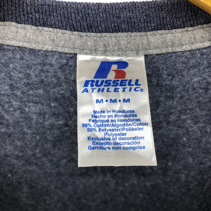 2000'S - Russell plain blank sweatshirt, men's size M cotton navy blue type Vintage Second Hand