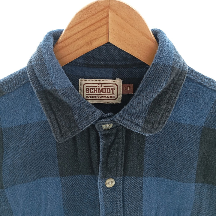 SCHMIDT Long Sleeve Flannel Check Shirt Men's Size L /eaa404312