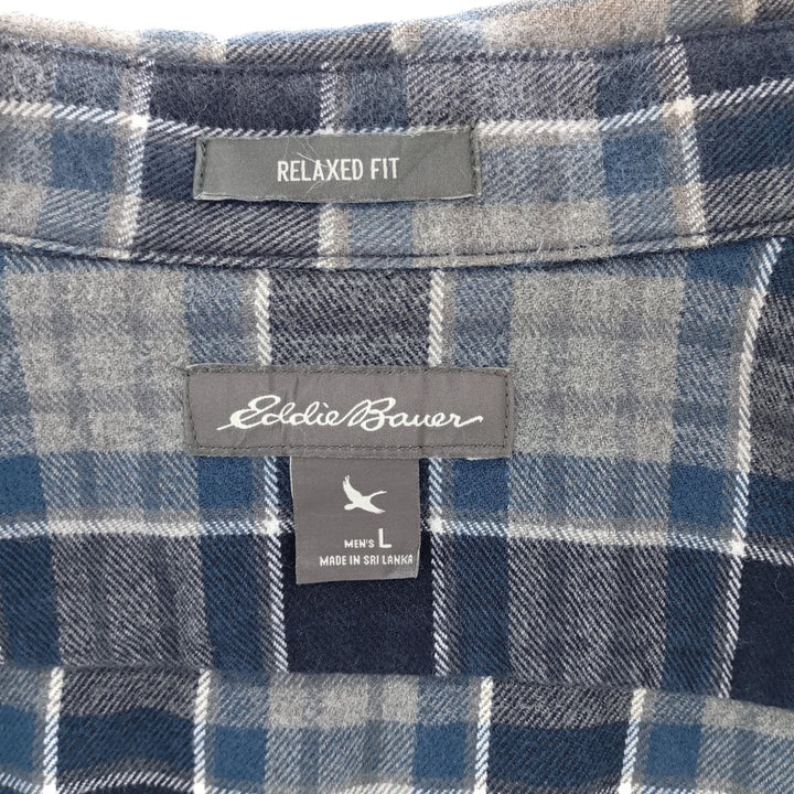 Eddie Bauer Long Sleeve Button Down Light Flannel Check Shirt Men's Size L / eaa404314