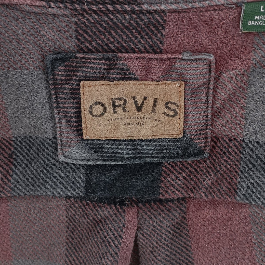 ORVIS Long Sleeve Heavy Flannel Check Shirt Men's Size L /eaa404322