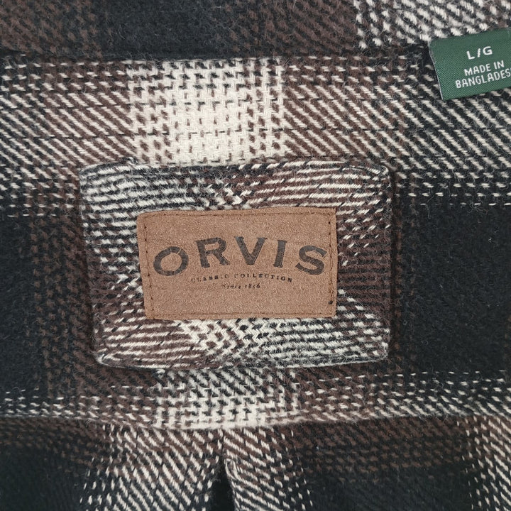 ORVIS Ombre Check Long Sleeve Heavy Flannel Check Shirt Men's L size / eaa404327