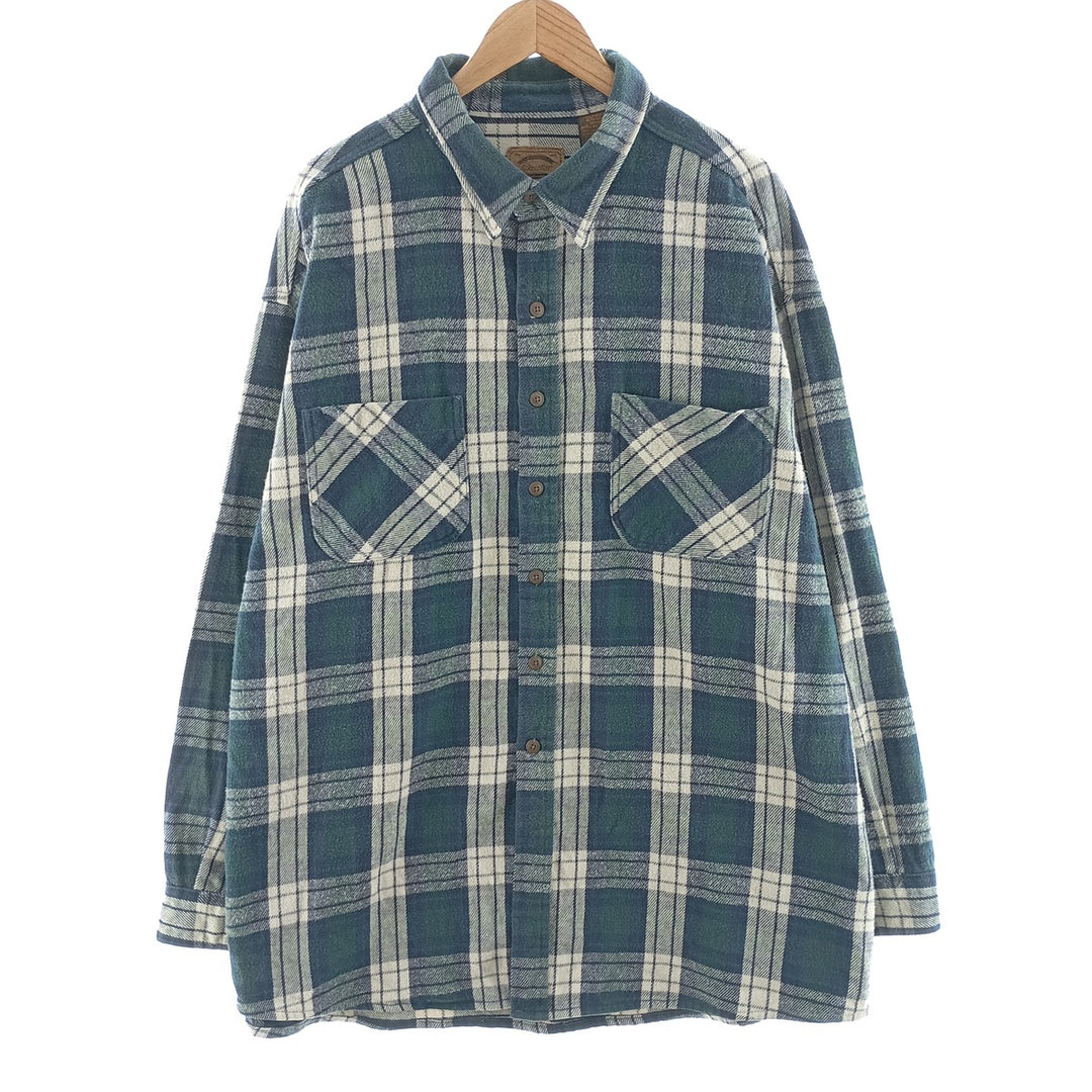 Big size 90'S St. John's Bay HEAVYWEIGHT long sleeve heavy flannel check shirt men's XXXL equivalent vintage /eaa404334