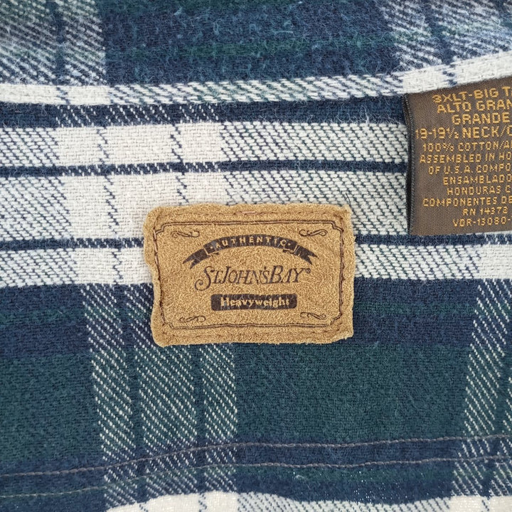 Big size 90'S St. John's Bay HEAVYWEIGHT long sleeve heavy flannel check shirt men's XXXL equivalent vintage /eaa404334