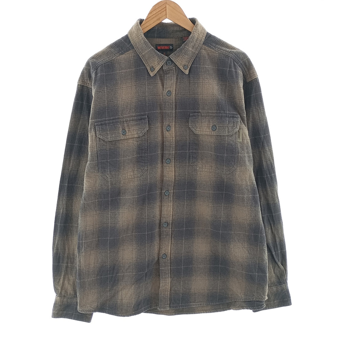 WOLVERINE Ombre Check Long Sleeve Button Down Flannel Check Shirt Men's XL /eaa404339