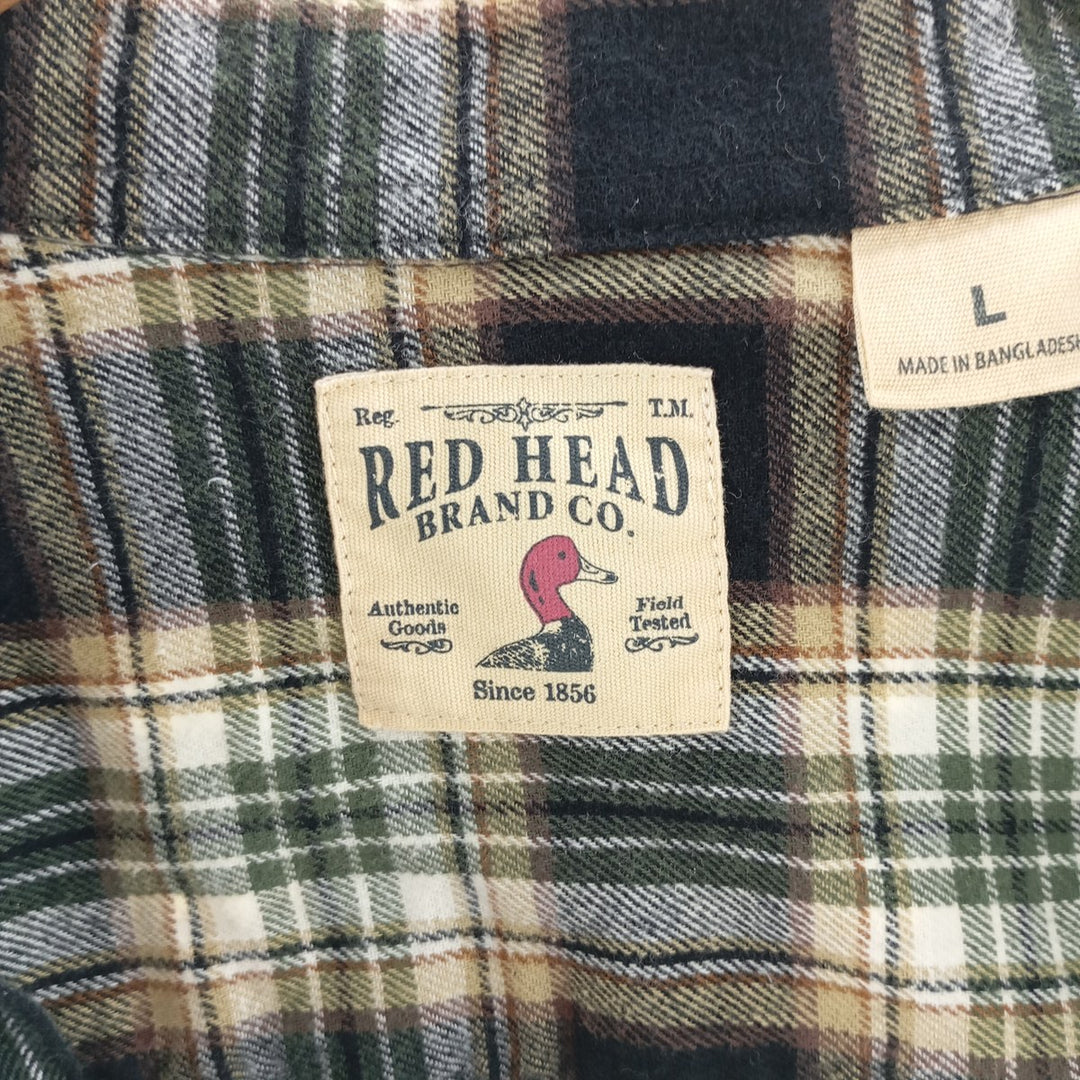 RED HEAD Long Sleeve Light Flannel Check Shirt Men's Size L /eaa404340