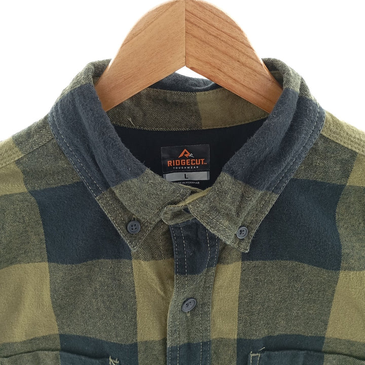 RIDGECUT Buffalo Check Long Sleeve Flannel Check Shirt Men's Size L /eaa404343