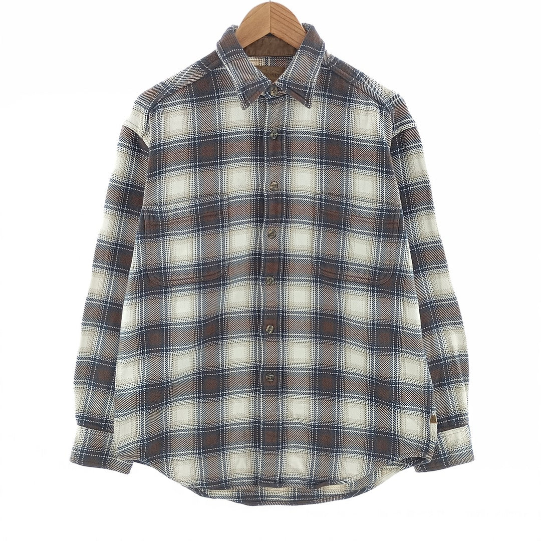 90s~00'S ST JOHN'S BAY BRAWNY ombre check long sleeve flannel check shirt men's size M /eaa404349