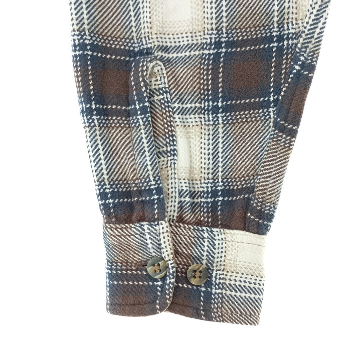 90s~00'S ST JOHN'S BAY BRAWNY ombre check long sleeve flannel check shirt men's size M /eaa404349