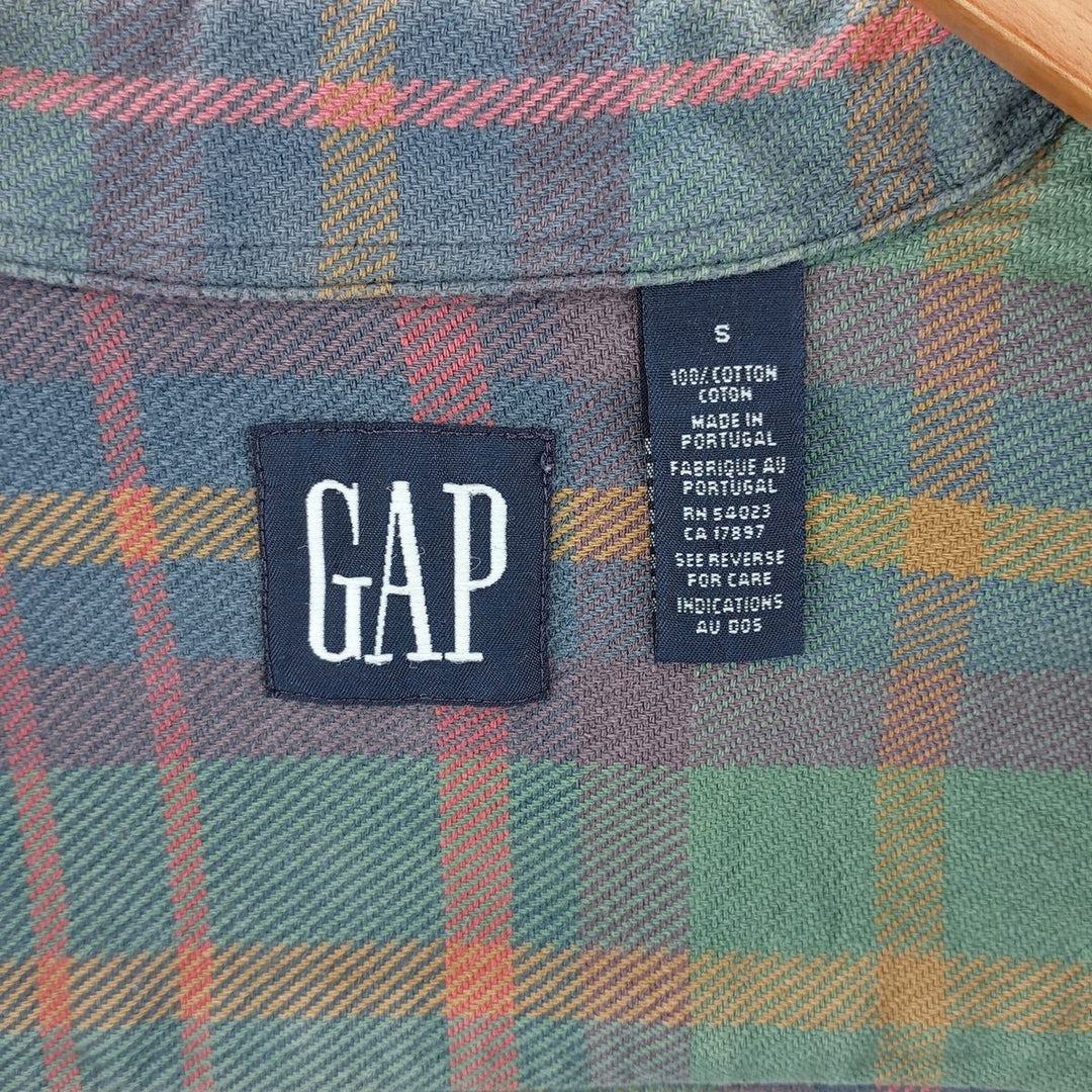 90'S GAP Old Gap Long Sleeve Flannel Check Shirt Made in Portugal Men's S Size Vintage /eaa404351