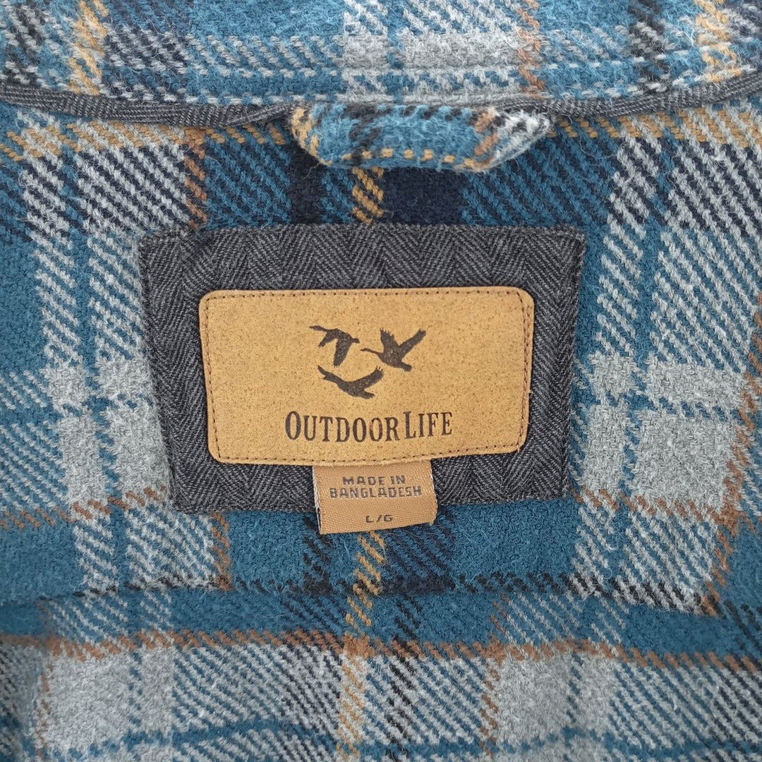 OUTDOOR LIFE Long Sleeve Heavy Flannel Check Shirt Men's Size L /eaa404359