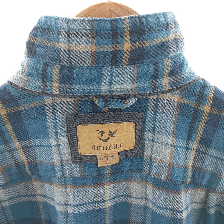 OUTDOOR LIFE Long Sleeve Heavy Flannel Check Shirt Men's Size L /eaa404359