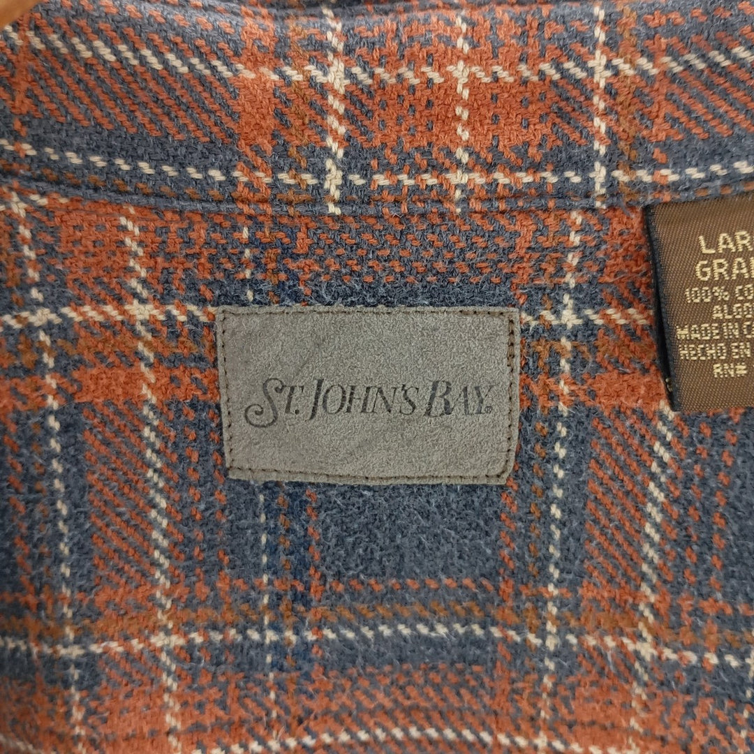 90'S ST.JOHN'S BAY long sleeve heavy flannel check shirt, men's size L /eaa404375