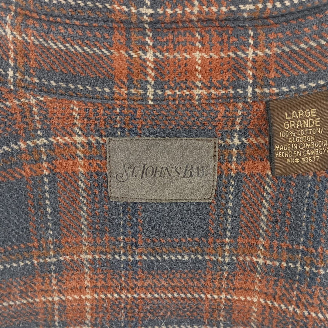 90'S ST.JOHN'S BAY long sleeve heavy flannel check shirt, men's size L /eaa404375