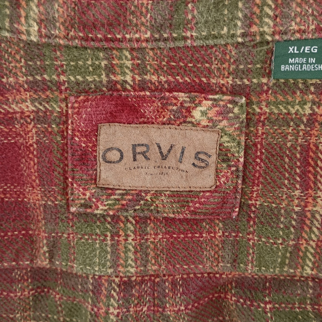 00'S ORVIS Ombre Check Long Sleeve Heavy Flannel Check Shirt Men's XL / eaa404377