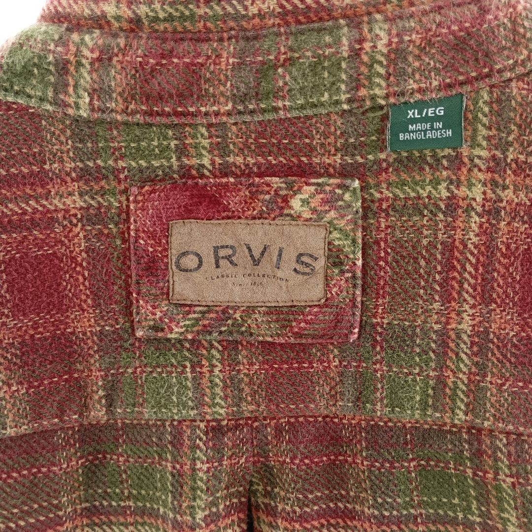 00'S ORVIS Ombre Check Long Sleeve Heavy Flannel Check Shirt Men's XL / eaa404377