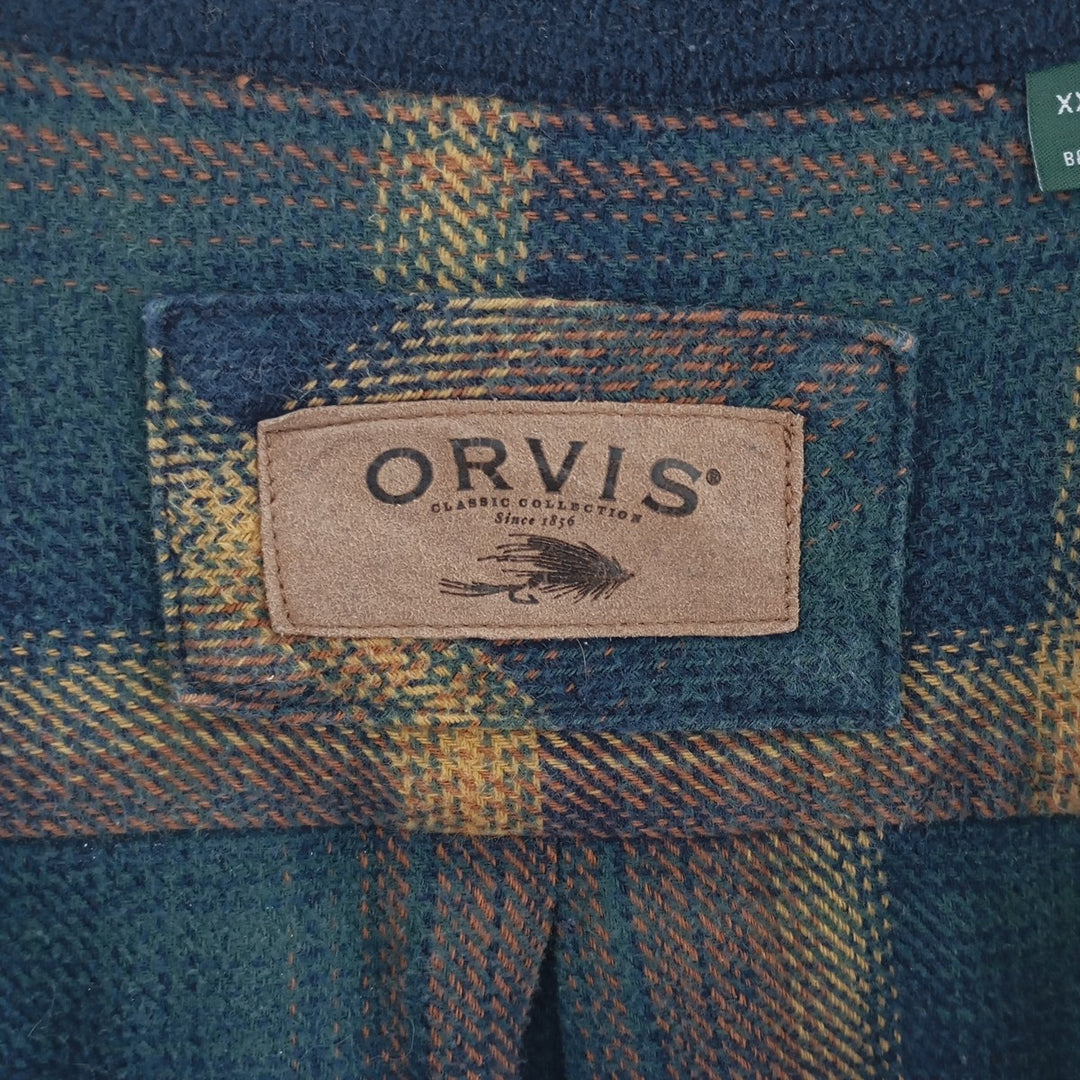 00'S ORVIS Ombre Check Long Sleeve Heavy Flannel Check Shirt Men's XXL / eaa404424