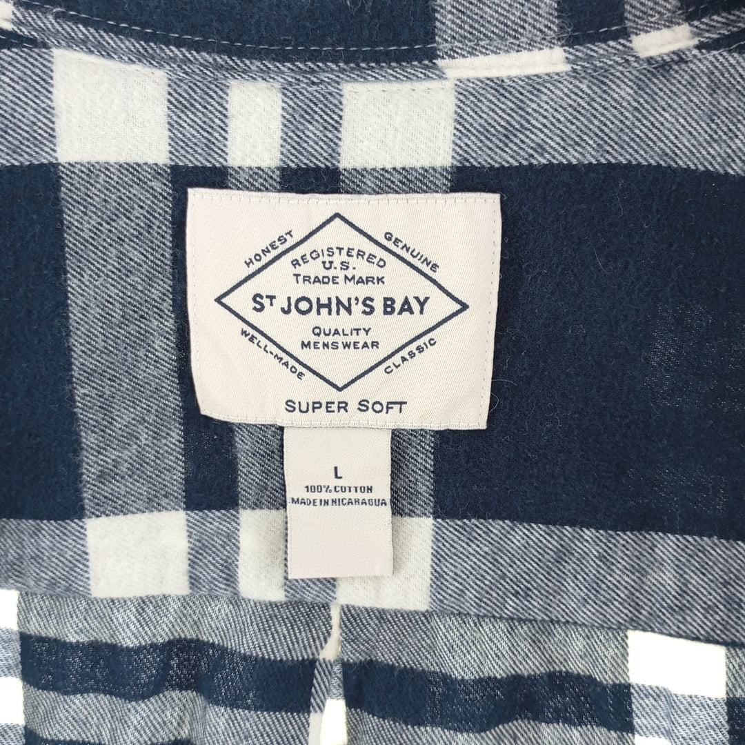 St. John's Bay ST. JOHN'S BAY SUPER SOFT Long Sleeve Button Down Light Flannel Check Shirt Men's L size / eaa404428