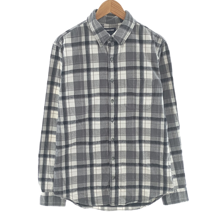 LANDS' END Long Sleeve Button Down Light Flannel Check Shirt Men's M Size / eaa404433