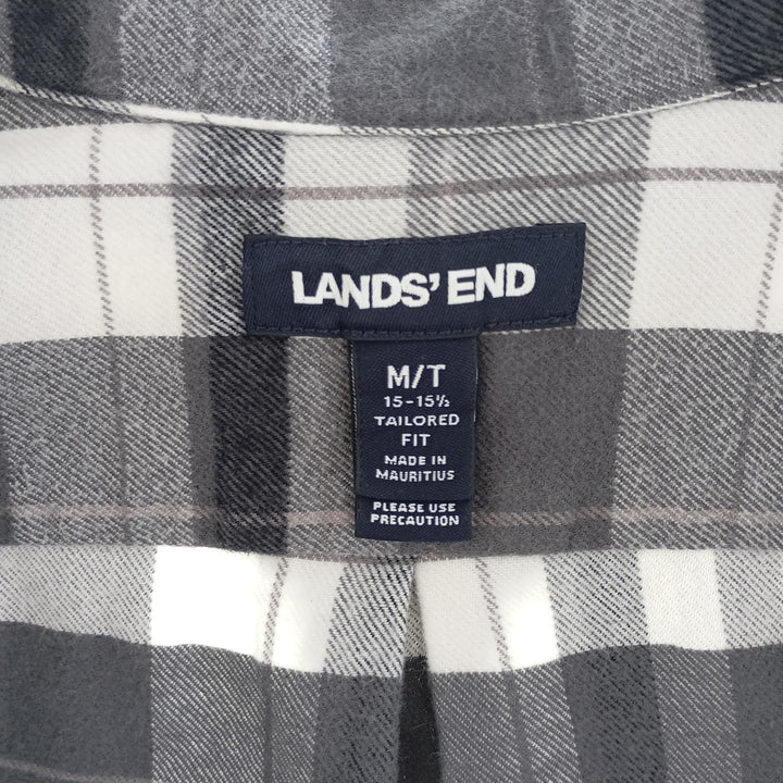 LANDS' END Long Sleeve Button Down Light Flannel Check Shirt Men's M Size / eaa404433