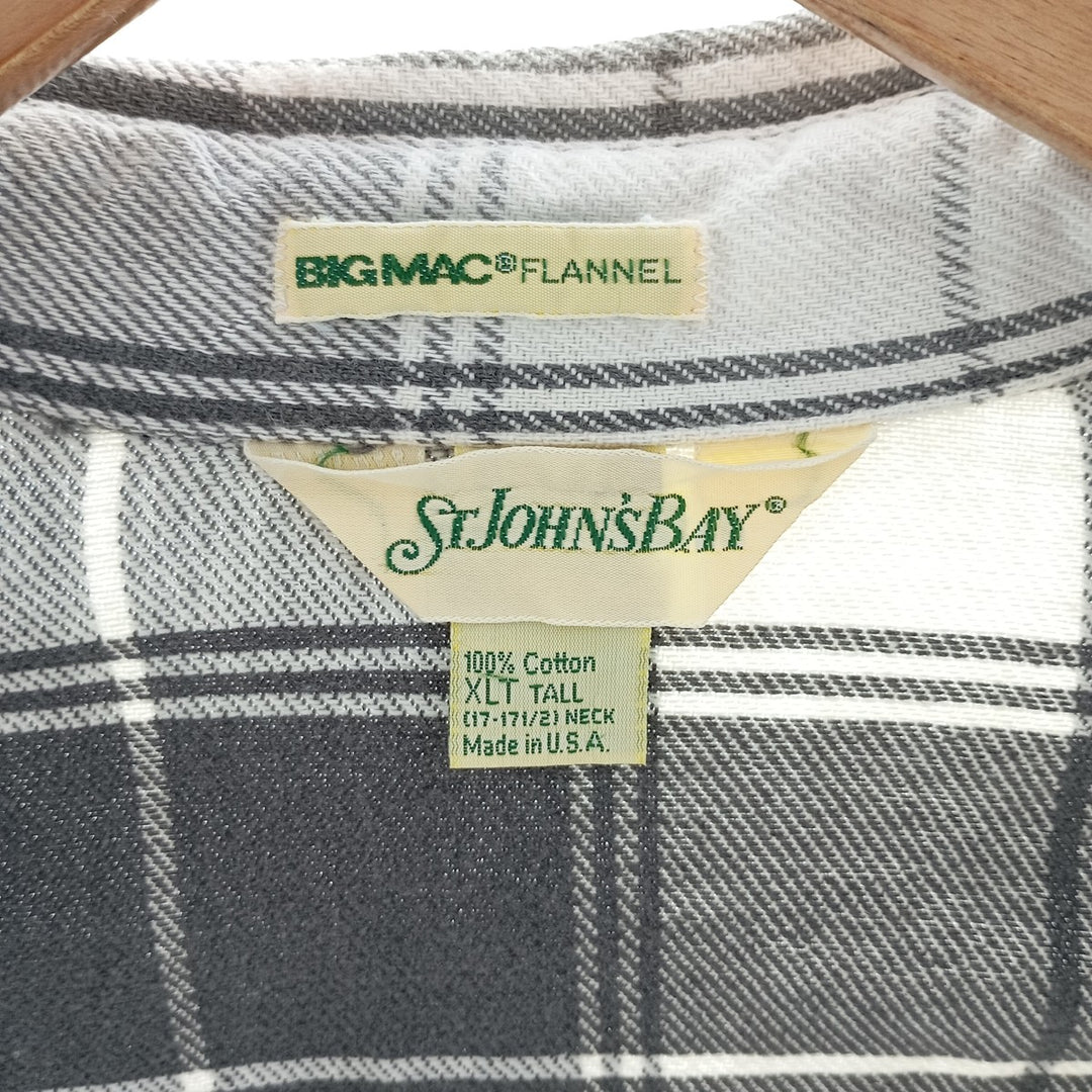 80s-90'S St. John's Bay Big Mac Long Sleeve Flannel Check Shirt Made in USA Men's XL Vintage /eaa404444