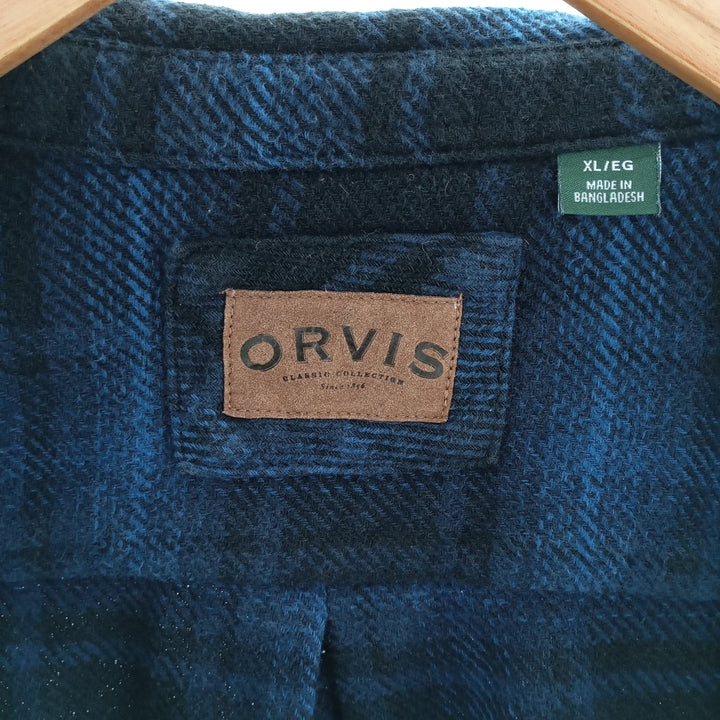 00'S ORVIS Ombre Check Long Sleeve Heavy Flannel Check Shirt Men's XL /eaa404449