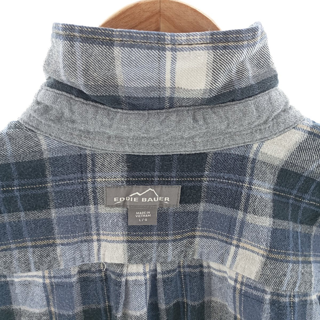 Eddie Bauer Long Sleeve Button Down Flannel Check Shirt Men's Size L / eaa404471