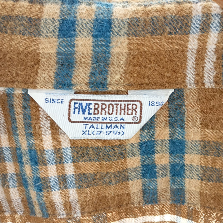 80'S Five Brother Long Sleeve Flannel Check Shirt Made in USA Men's XL Vintage /eaa404478