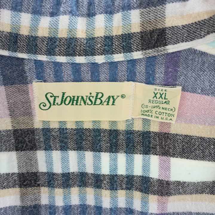 90'S ST JOHN'S BAY long sleeve flannel check shirt made in USA, men's XXL size / eaa404482