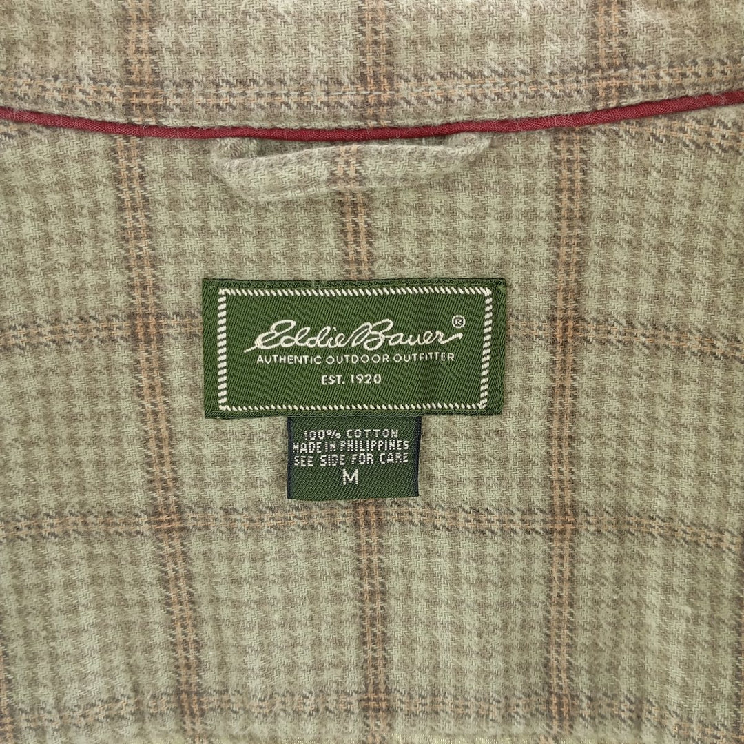 Eddie Bauer Long Sleeve Button Down Light Flannel Check Shirt Men's M Size / eaa404483