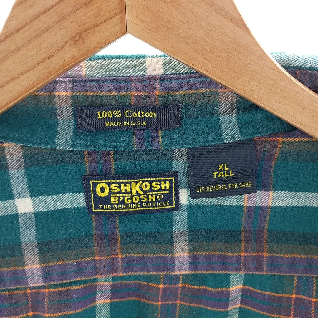 Osh Kosh Long Sleeve Flannel Check Shirt Made in USA Men's XL /eaa404485