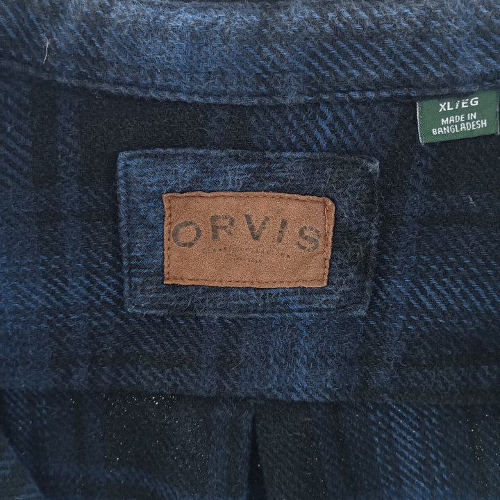 00'S ORVIS Ombre Check Long Sleeve Heavy Flannel Check Shirt Men's XL /eaa404486