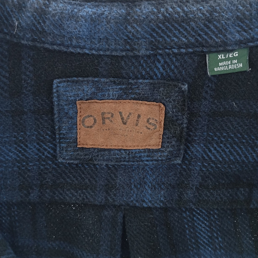 00'S ORVIS Ombre Check Long Sleeve Heavy Flannel Check Shirt Men's XL /eaa404486