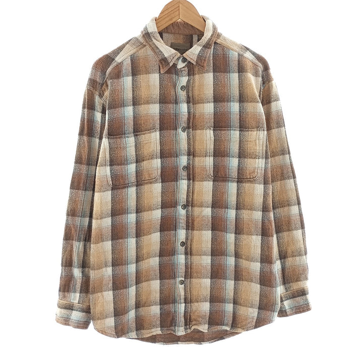 90s~00'S ST JOHN'S BAY ombre check long sleeve heavy flannel check shirt men's size L /eaa404505