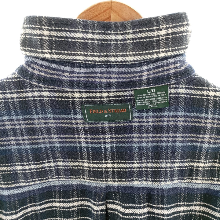 FIELD AND STREAM Long Sleeve Heavy Flannel Check Shirt Men's L /eaa404517