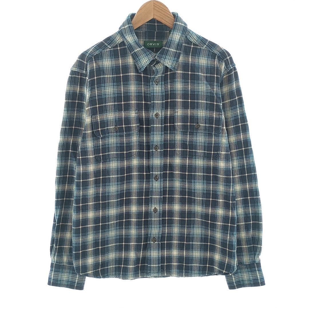 ORVIS Ombre Check Long Sleeve Heavy Flannel Check Shirt Men's M Size / eaa404523