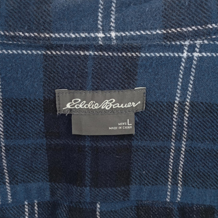 Eddie Bauer Check Pattern Long Sleeve Button Down Flannel Shirt Men's L / eaa404527