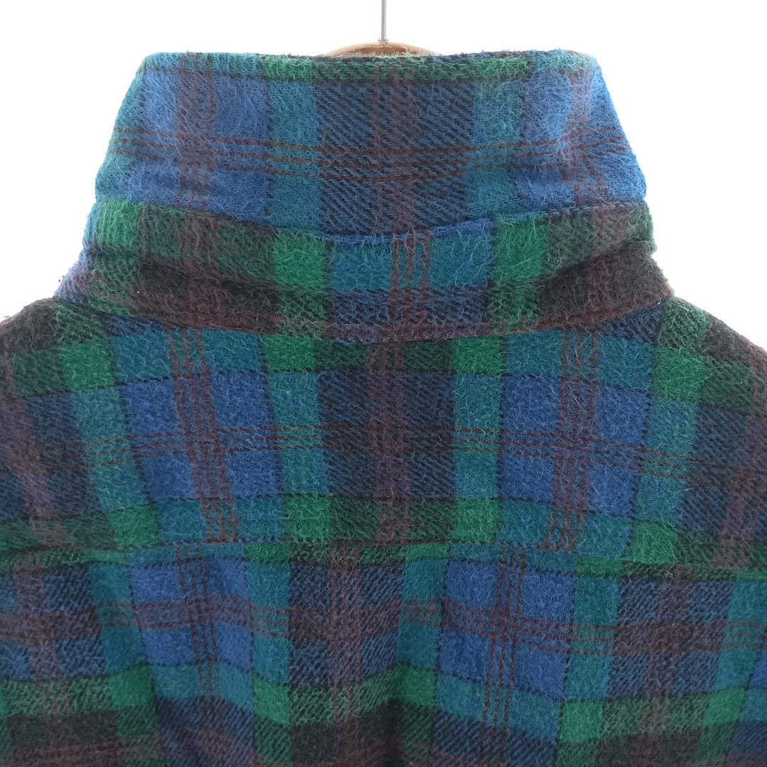 1980'S PRIVATE PROPERTY Long Sleeve Heavy Flannel Check Shirt, Made in USA, Men's Size L, Vintage cotton blue type Vintage Second Hand